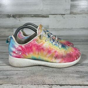 Skechers Women Bobs Squad Hazy Daisy 117030 Multicolor Running Shoes Sneaker 7.5